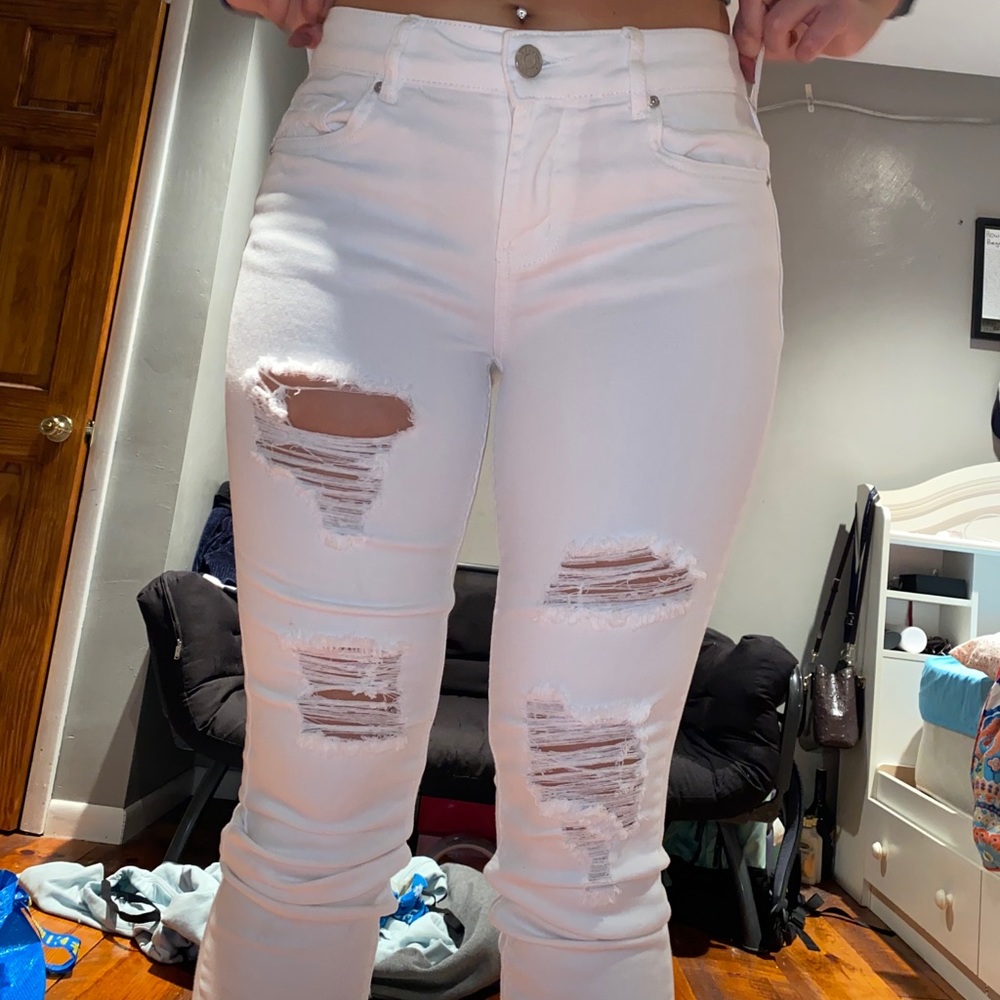 White ripped jeans